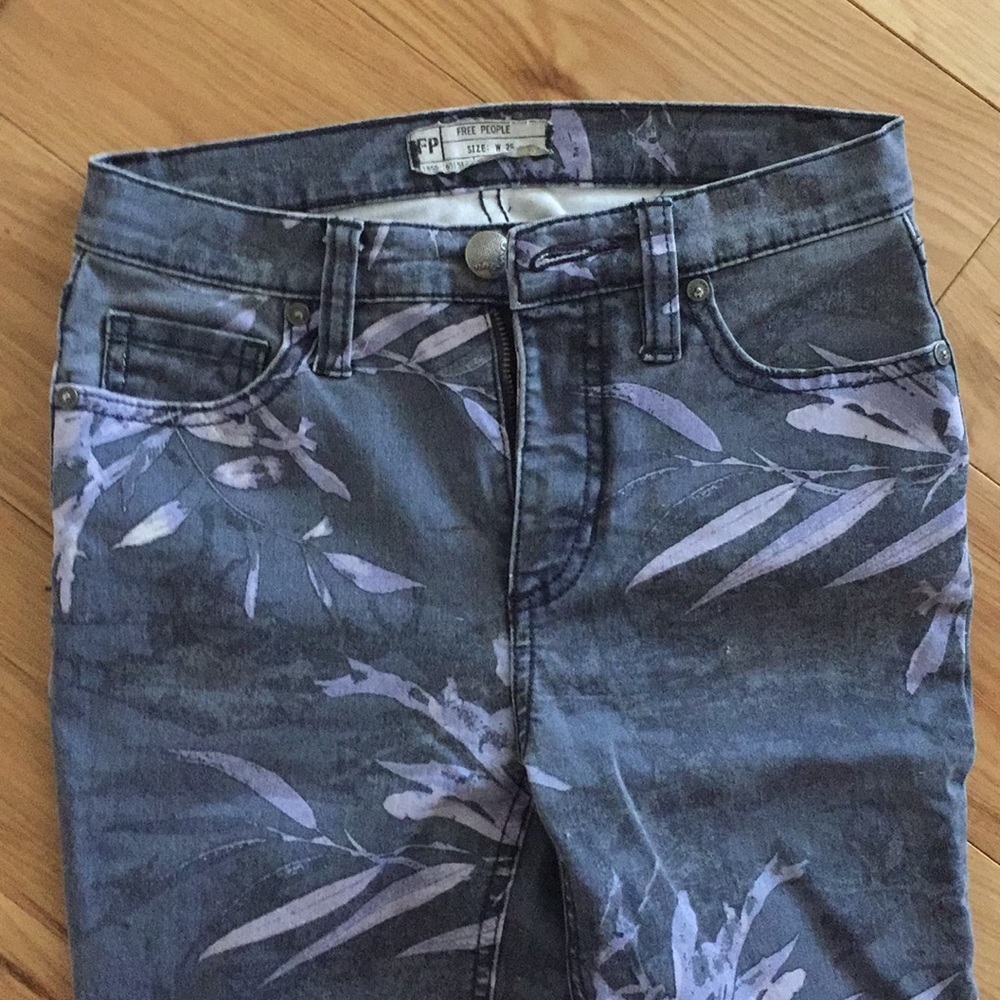 Free People Skinny Crop Printed Jeans
